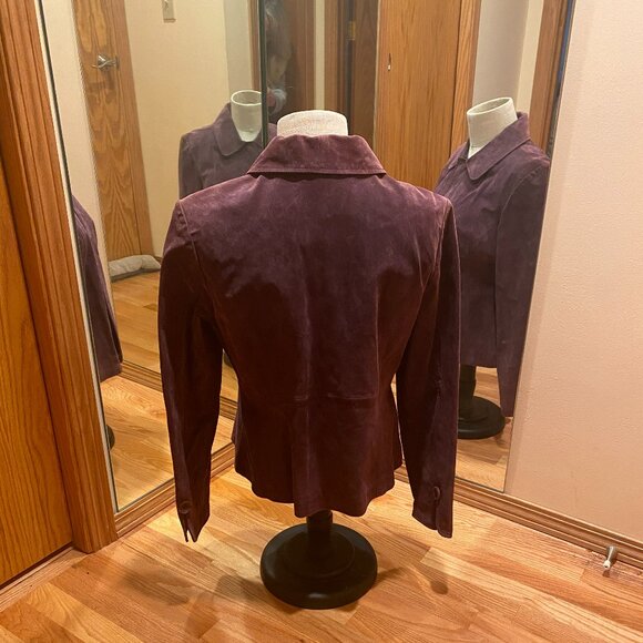 Tria Suede Jacket. Purple. Snap opening. Medium - Picture 5 of 8